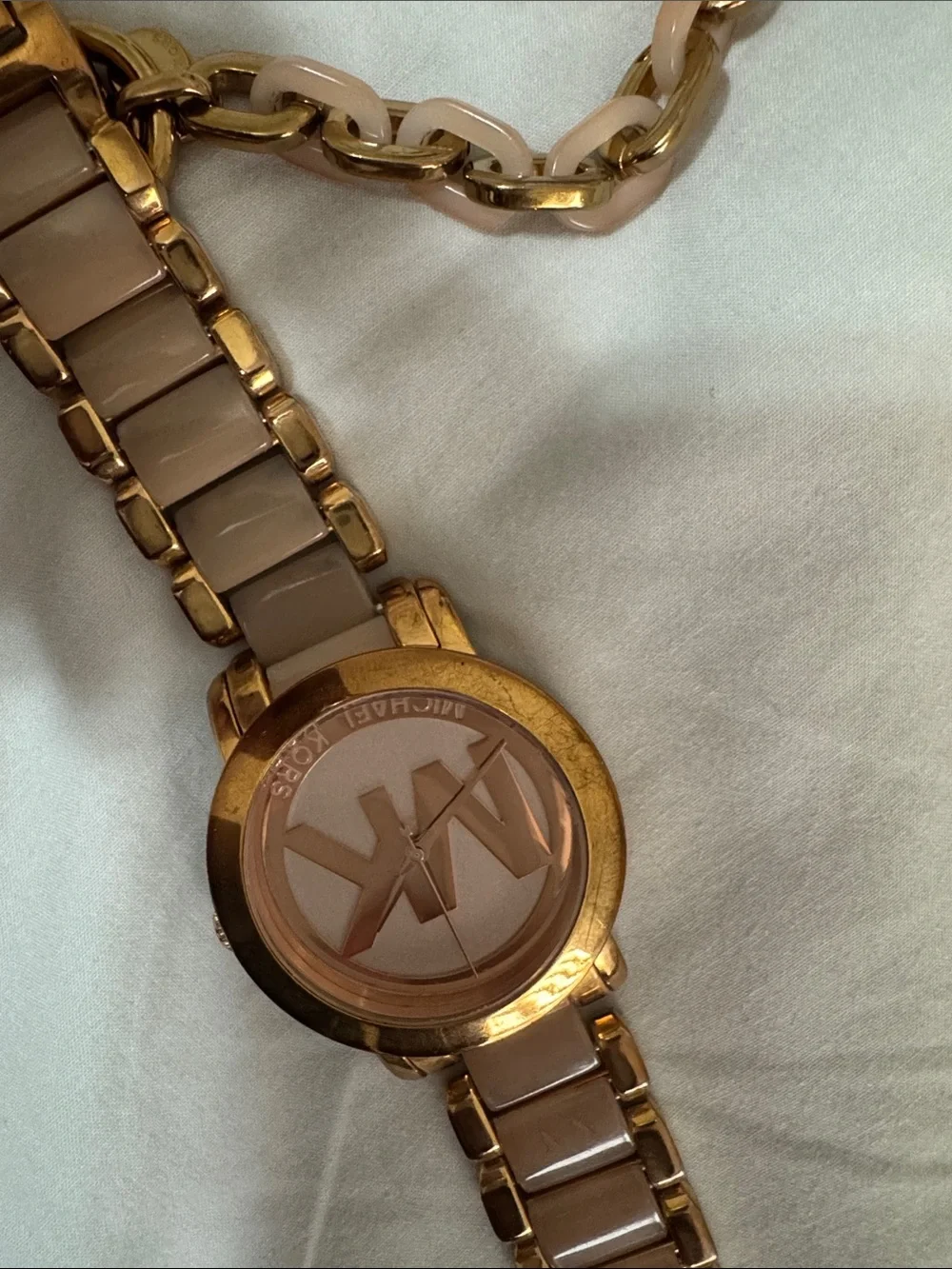 Michael Kors Rose Gold and Blush Link Watch with Matching Bracelet